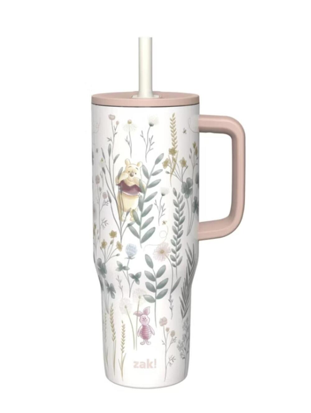 Zak Designs 30oz Stainless Steel Vacuum Sutton Slim Straw Tumbler With Handle